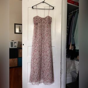 Zara pink floral maxi dress, size L